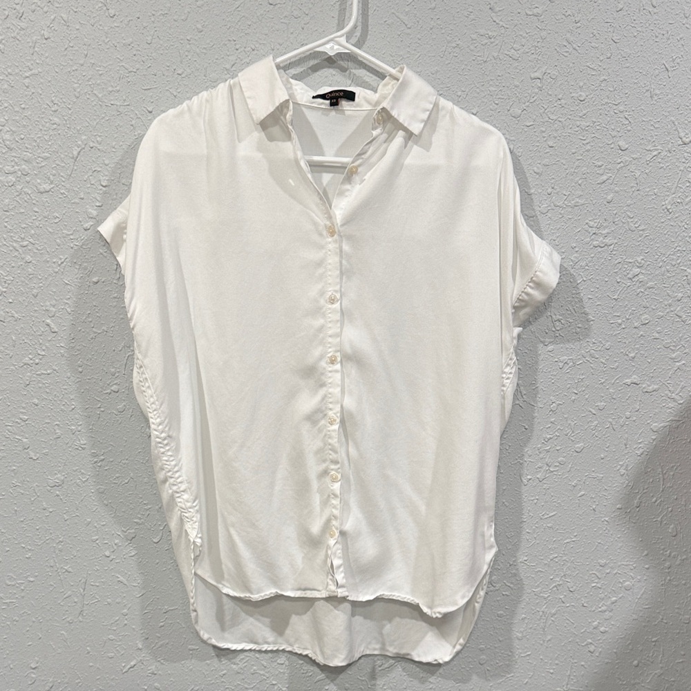 Quince Vintage Wash Button Up Camp‎ Shirt in White Size XS